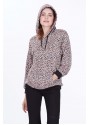 LEOPAR DESENLİ KAPÜŞONLU SWEATSHİRT